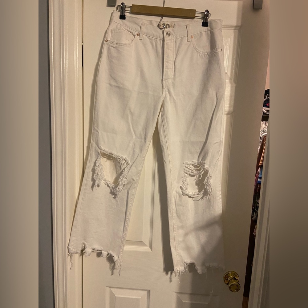 Free people white ripped denim jeans